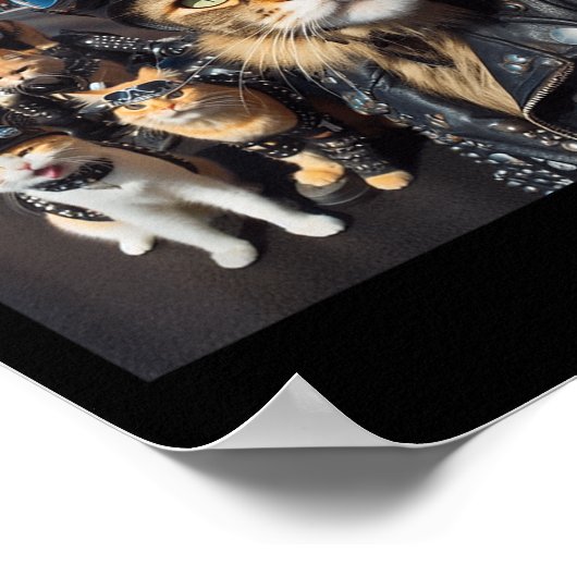 Poster Chats motards Gangster Chats Street Motocyclette C (Coin)