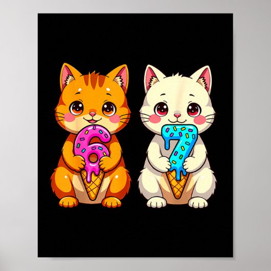 Poster Chats Neko Mignons Kawaii 67 Drip Meme Drôle Six S (Devant)