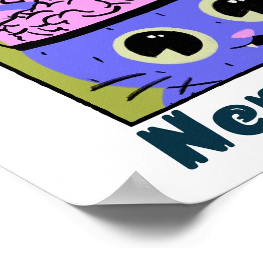 Poster Chats Nerdy, Conception Cerveau (Coin)