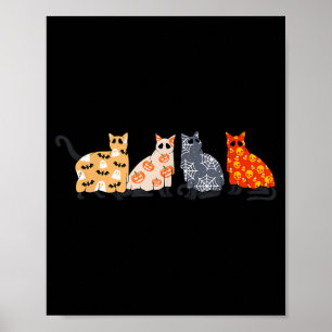 Poster Chats noirs Chatons Kitty Citrouille Effrayant Épo