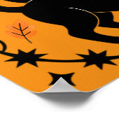 Poster Chats noirs Citrouilles et chauves-souris heureux (Coin)