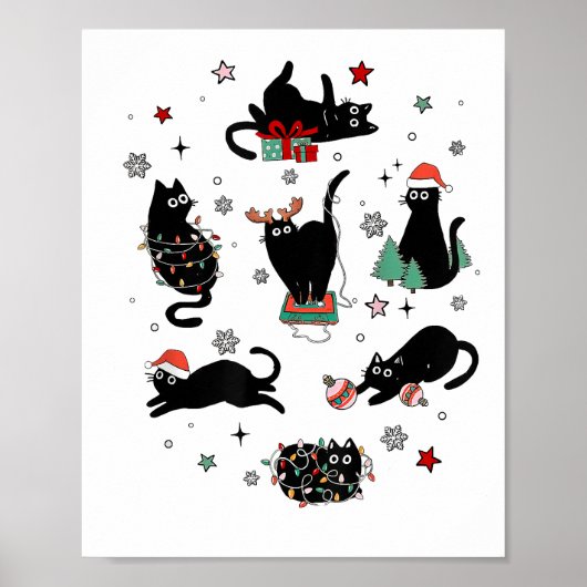 Poster Chats noirs de Noël (Devant)