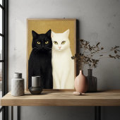 Poster Chats noirs et blancs sur la peinture Arrière - pl