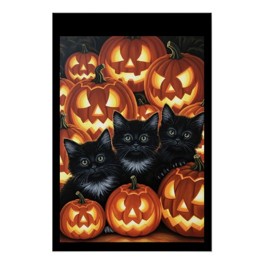 Poster Chats noirs et Jack O’Lanterns (Devant)
