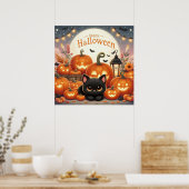 Poster Chats noirs et Jack-O-Lanterns (Cuisine)