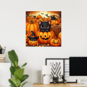 Poster Chats noirs et Jack-O-Lanterns (Bureau à domicile)