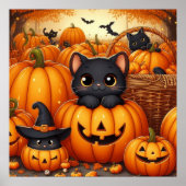 Poster Chats noirs et Jack-O-Lanterns (Devant)