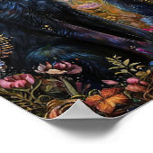 Poster Chats noirs longs parmi les fleurs esthétique (Coin)