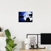 Poster chats pleine lune (Bureau à domicile)