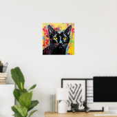Poster Chats Pop Art : Noir (Bureau à domicile)