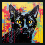 Poster Chats Pop Art : Noir<br><div class="desc">Pop art chat noir abstrait</div>