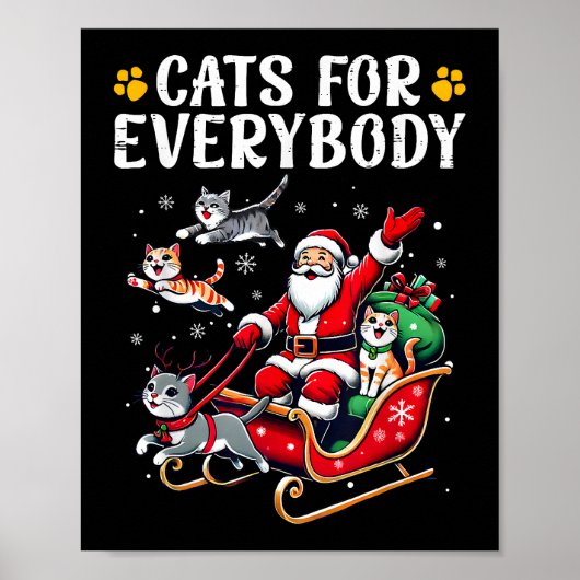 Poster Chats pour tous Noël Chat drôle (Devant)