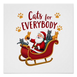 Poster Chats pour tout le monde Noël Chat drôle de Noël F
