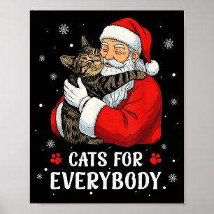 Poster Chats pour tout le monde Santa Noël Drôle de chat