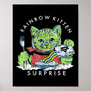 Poster Chats Rainbow Kitten Surprise mignonne Manger Retr