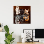 Poster Chats Réflexion Eau, Drôle Chats Idée Cadeau (Bureau à domicile)