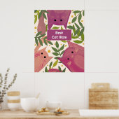 Poster Chats roses et branches Meilleure maman chat (Cuisine)
