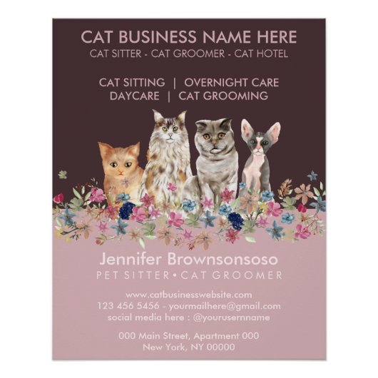 Poster Chats roses petits mignons (Devant)