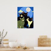 Poster Chats sur le rôdeur sous la Pleine lune (Cuisine)