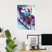 Poster Chats sur Sleigh 444 Hiver (Bureau à domicile)
