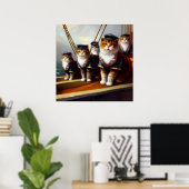 Poster Chats sur un navire (Bureau à domicile)