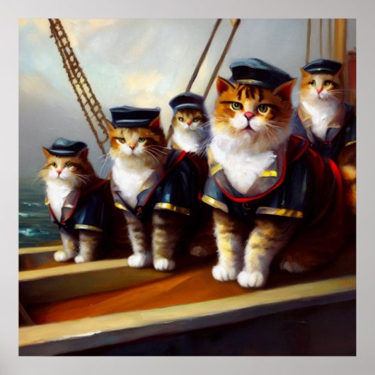 Poster Chats sur un navire (Devant)