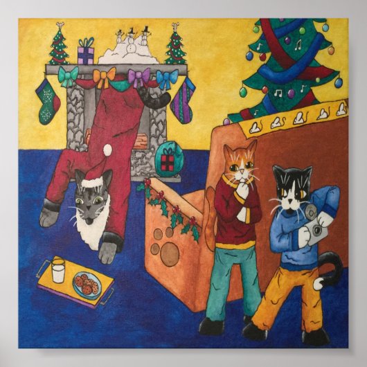 Poster Chats surprise Père Noël de Noël (Devant)
