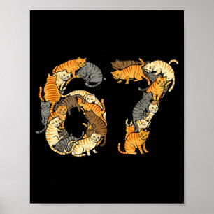 Poster Chats tigrés drôles 6 7 Mème Six Sept Amour Chat d