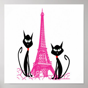 Poster chats tour eiffel