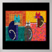 Poster Chats Whimsical sur CANVAS Art (Devant)