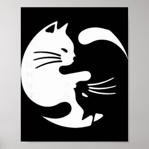 Poster Chats Yin et Yang mignons amateur de yoga et de ch