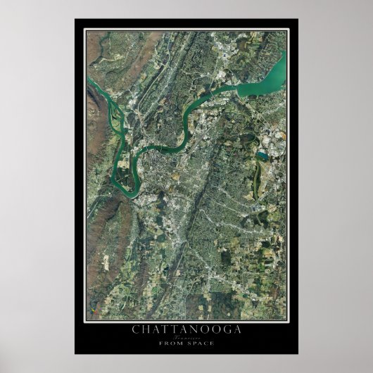 Poster Chattanooga Tennessee De La Carte Satellite Spatia (Devant)