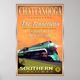 Poster CHATTANOOGA Tennessee Southern Railway Voyage