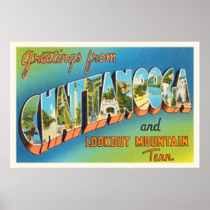 Poster Chattanooga Tennessee TN Vintage voyage Souvenir