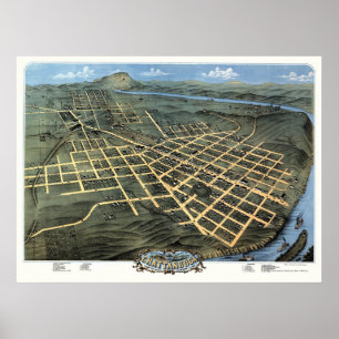 Poster Chattanooga, TN Carte panoramique - 1871