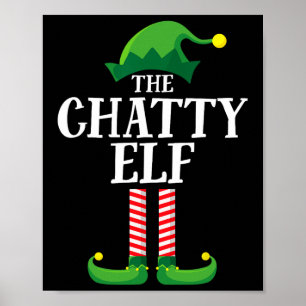 Poster Chatty Elf Correspondance Famille Groupe Noël Fête