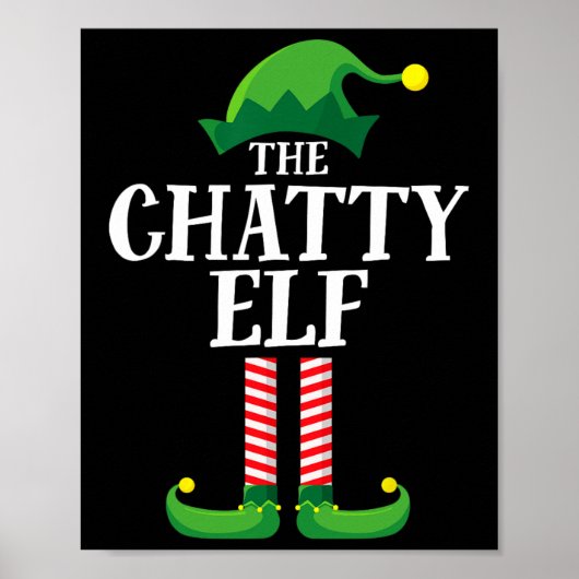 Poster Chatty Elf Correspondance Famille Groupe Noël Fête (Devant)