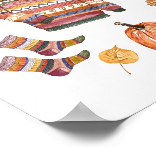 Poster Chaud automne Météo Aquarelle automne (Coin)