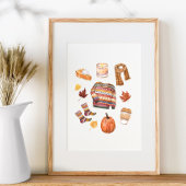 Poster Chaud automne Météo Aquarelle automne