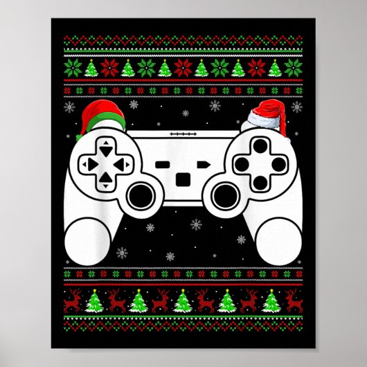Poster Chaud de Noël affreux contrôleur de jeu vidéo (Devant)