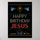 Poster Chaud de Noël affreux Jésus religieux chrétien (Devant)