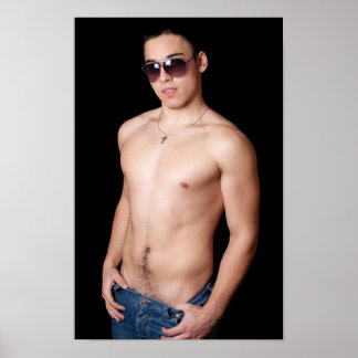 Poster Chaud Guy En Jeans Lunettes de soleil Sexy Shirles