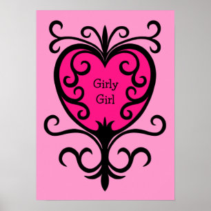Poster Chaud rose punk girly fille coeur orné