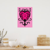 Poster Chaud rose punk girly fille coeur orné (Cuisine)