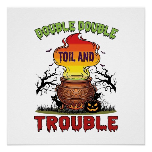 Poster Chaudière Double Travail Problème Halloween Chat N (Devant)