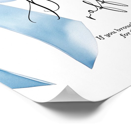 Poster Chaudronneuse tombola bleu bébé garçon douche (Coin)