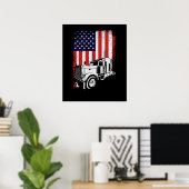 Poster Chauffeur de camion American Flag Trucker cadeau (Bureau à domicile)