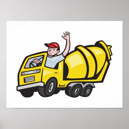 Poster Chauffeur de construction Camion Mixeur de ciment (Devant)