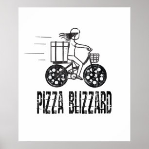 Poster Chauffeur de livreur de pizza Blizzard à vélo