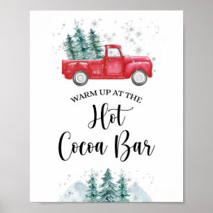 Poster Chauffez-vous au Hot Cocoa Bar Sign Red Xmas Truck